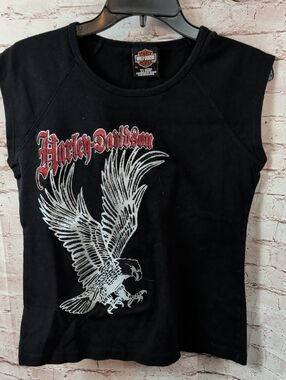 Harley-Davidson Women's Black Eagle Graphic Tee Shirt Xl